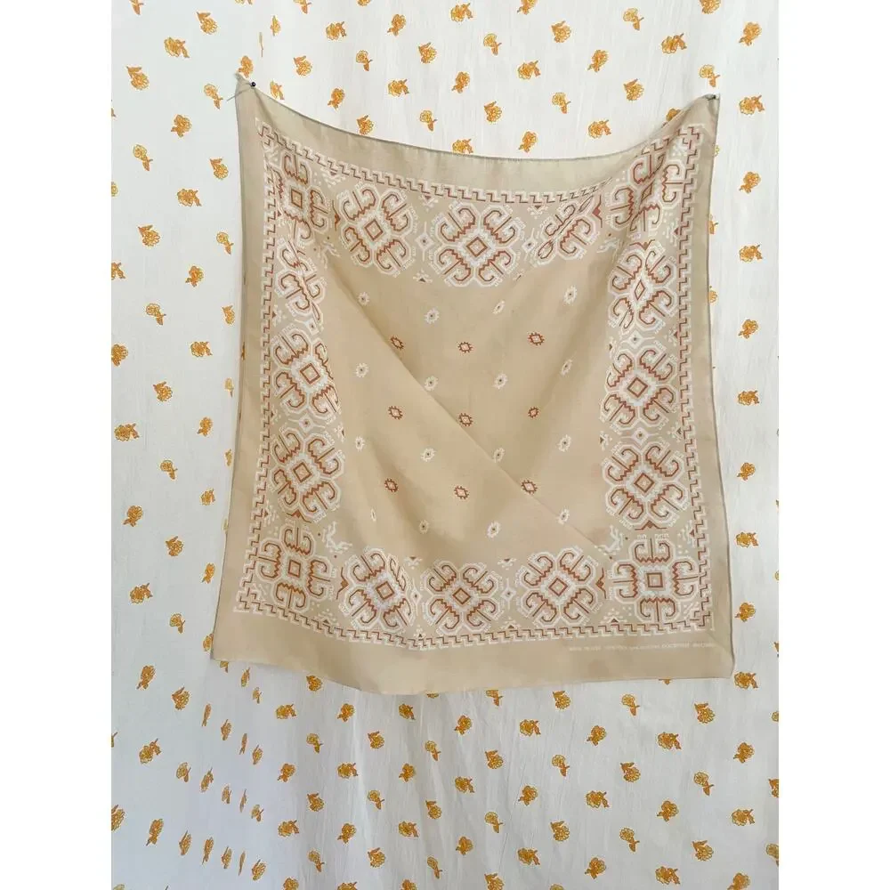 Vintage USA Made Southwestern Geometric Bandana Scarf 21”